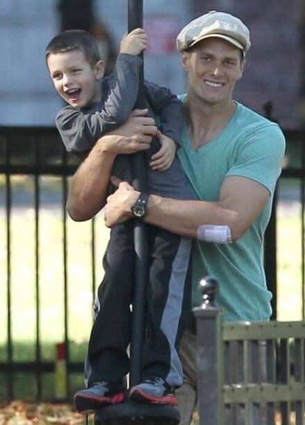 John Edward Thomas Moynahan with his father Tom Brady.